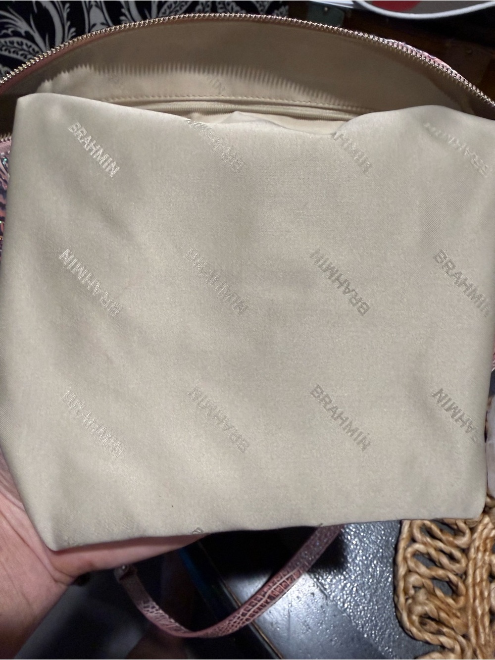 Brahmin Iridescent Pink Croc-Embossed Tote - Picture 6 of 7